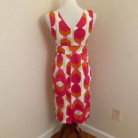 Boden Pink, Orange & White Ikat Sleeveless Pencil Dress Size 4R - Picture 2 of 4